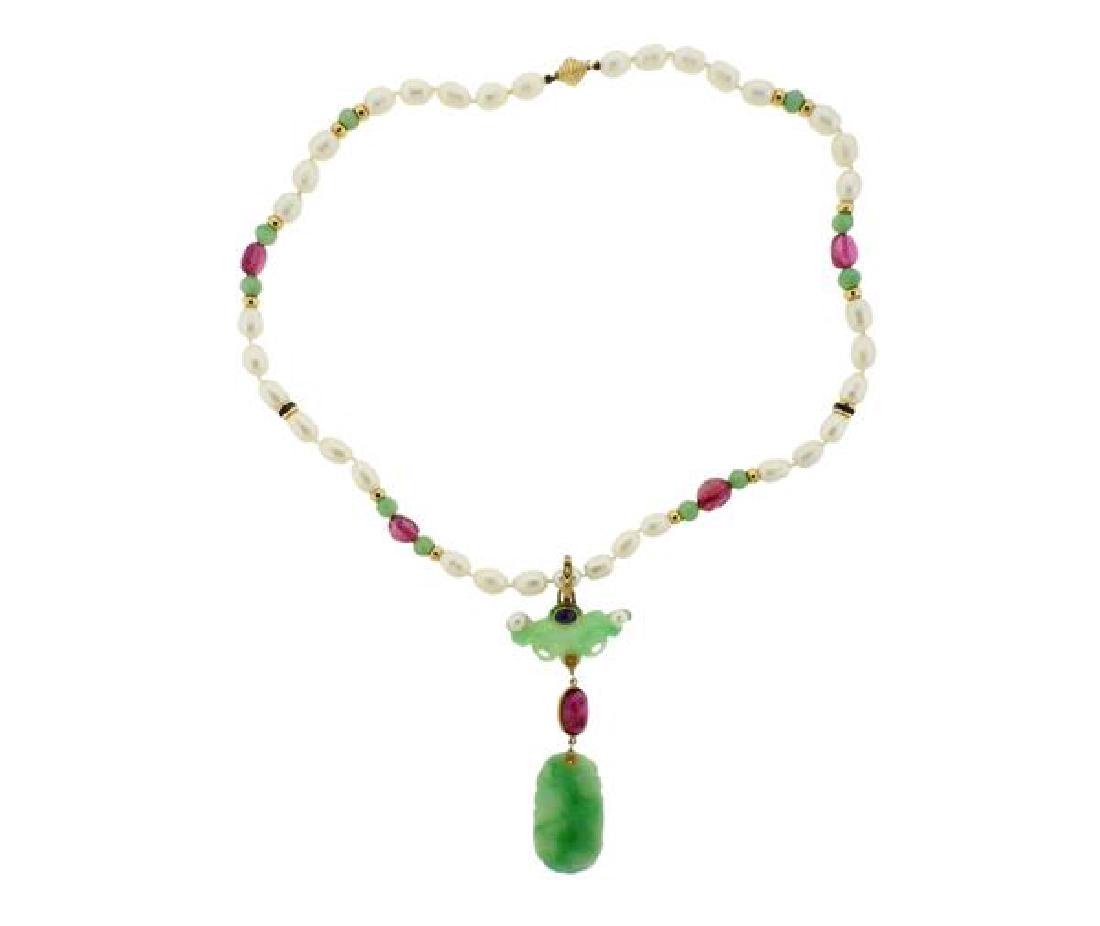 Kai-Yin Co 18k Gold Carved Jade Pearl Tourmaline (1 of 9)