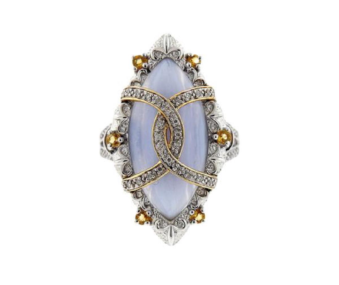 18k Gold Sterling Diamond Lavender Stone Ring (1 of 4)