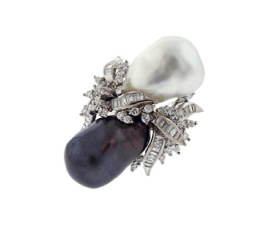 18k Gold  South Sea Baroque Pearl Diamond Cocktail Ring (1 of 3)