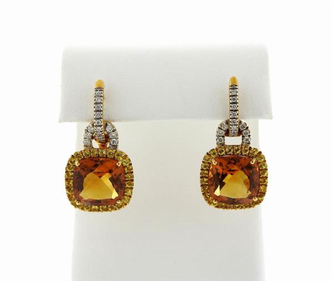 Valente 18K Gold Diamond Yellow Orange Stone Earrings (1 of 4)