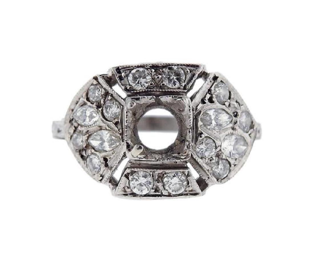 Art Deco Platinum Diamond Engagement Ring Mounting (1 of 3)