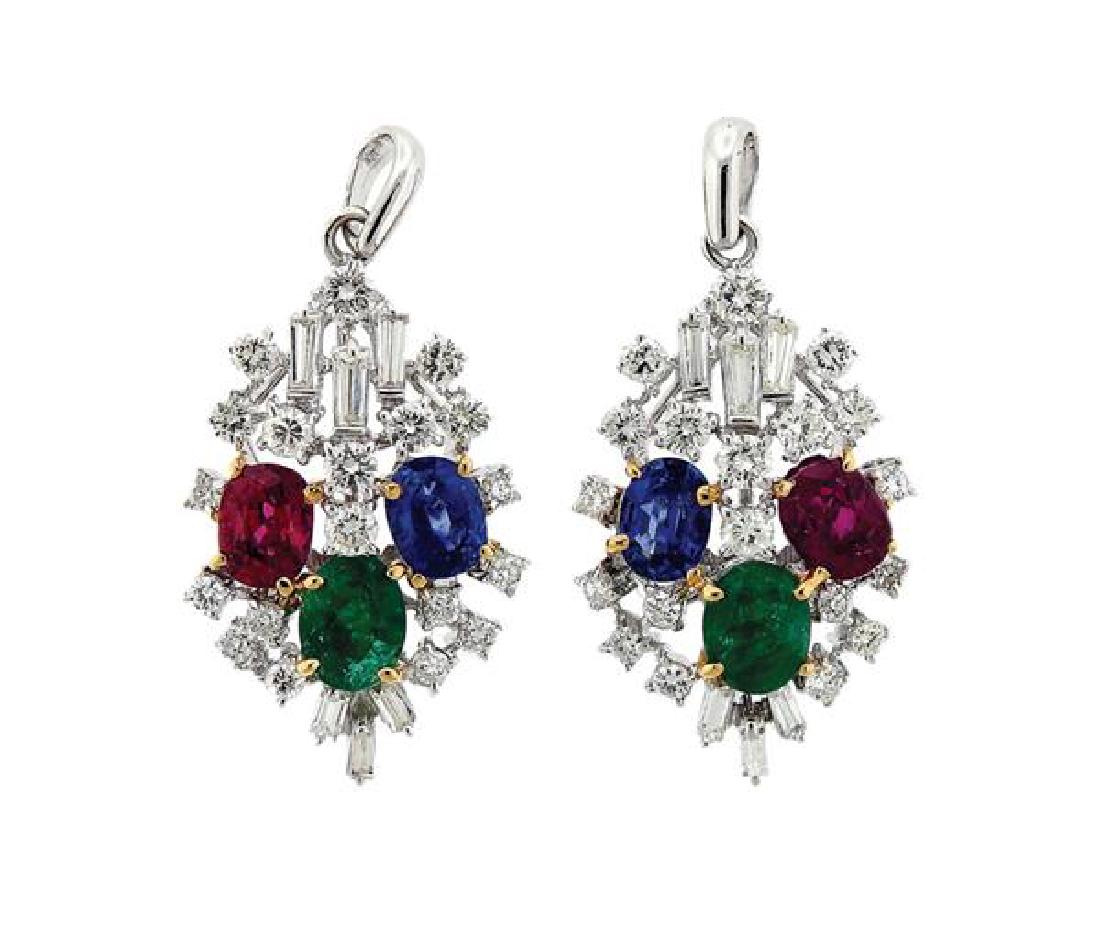 18k Gold Diamond Multi Gemstone Pendants Lot of 2 (1 of 3)