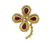 18K Gold Diamond Red Stone Brooch Pin