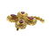 18K Gold Diamond Red Stone Brooch Pin - 2