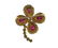 18K Gold Diamond Red Stone Brooch Pin - 3