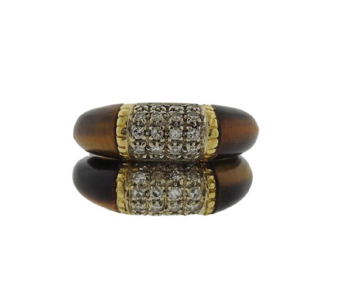 18k Gold Diamond Tiger's Eye Ring Lot of 2 (1 of 5)
