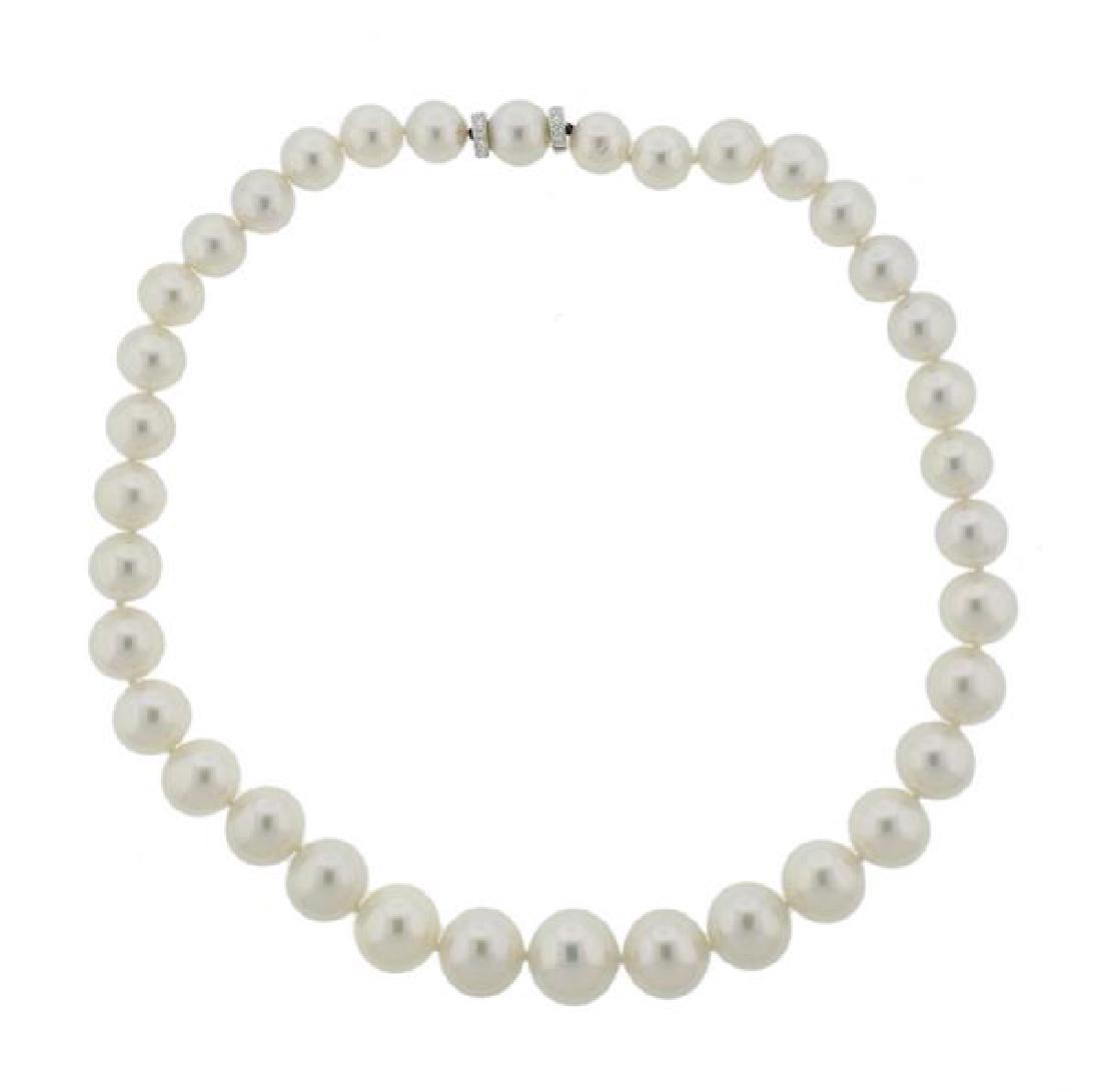 18K Gold Diamond South Sea Pearl Necklace (1 of 4)