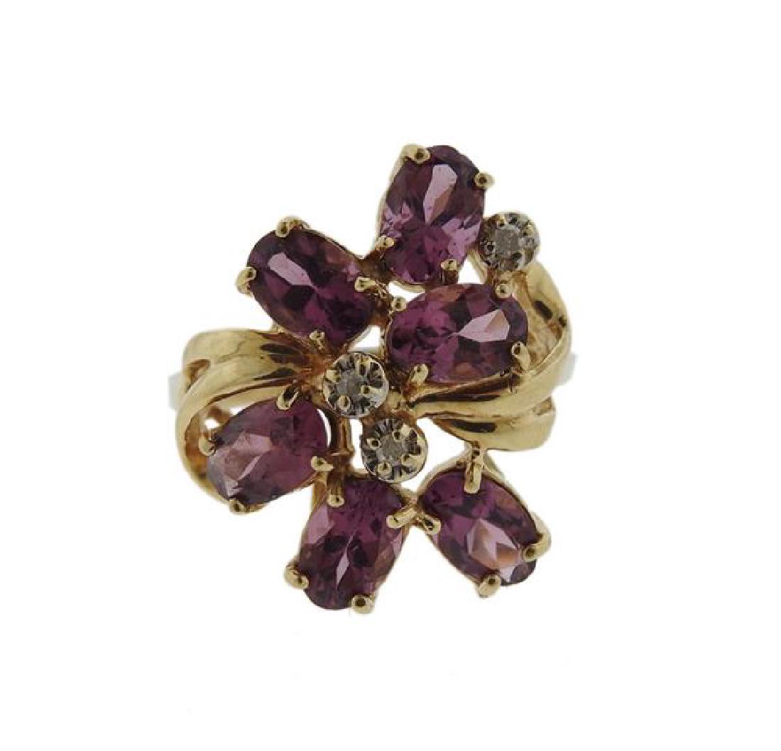 14K Gold Diamond Amethyst Cluster Ring (1 of 3)
