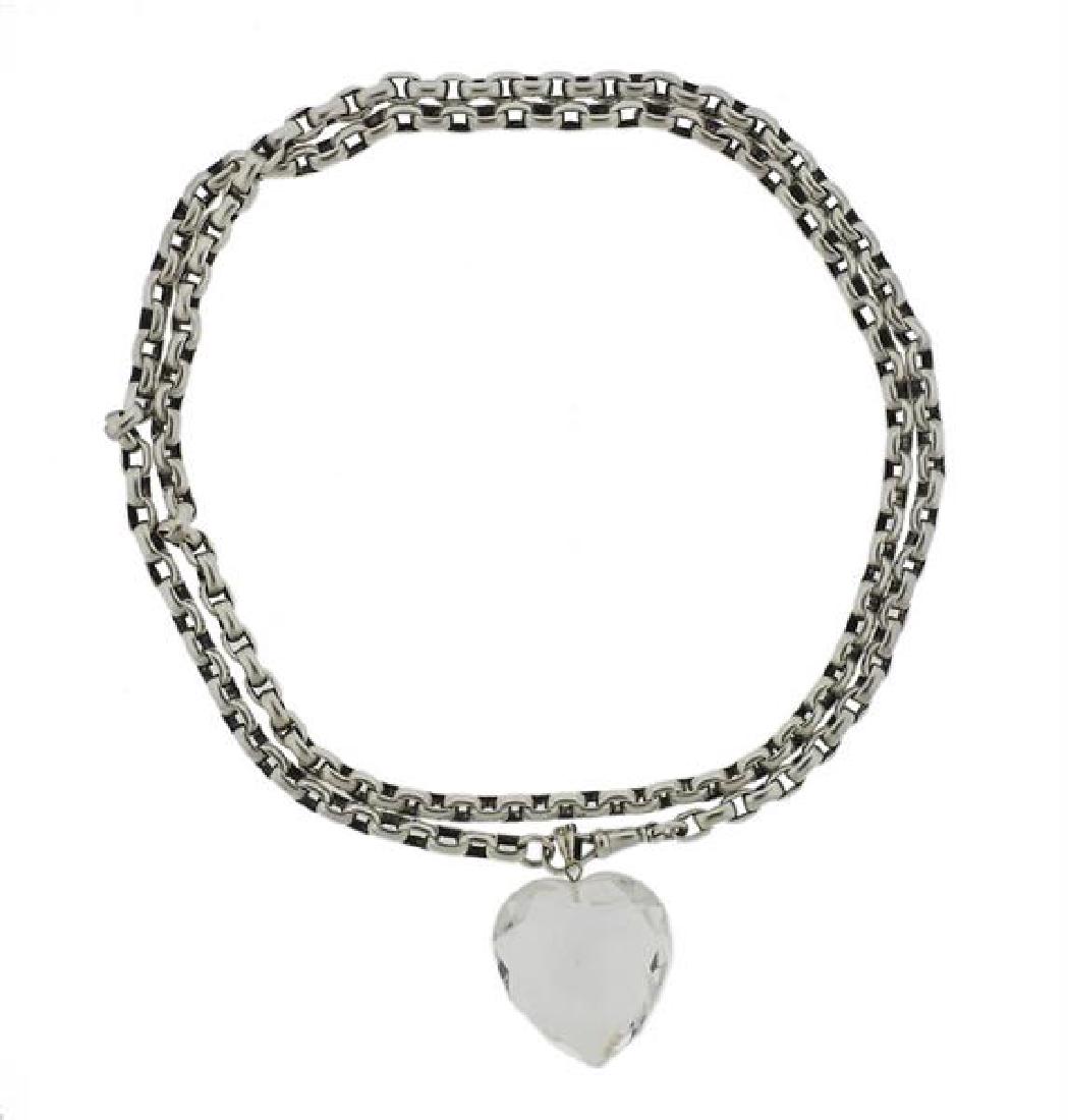 Sterling Silver Clear Stone Heart Pendant Necklace (1 of 4)