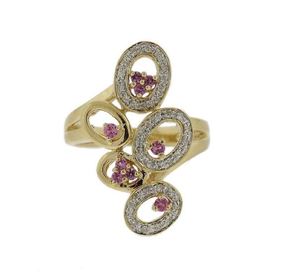 14K Gold Diamond Pink Sapphire Ring (1 of 4)