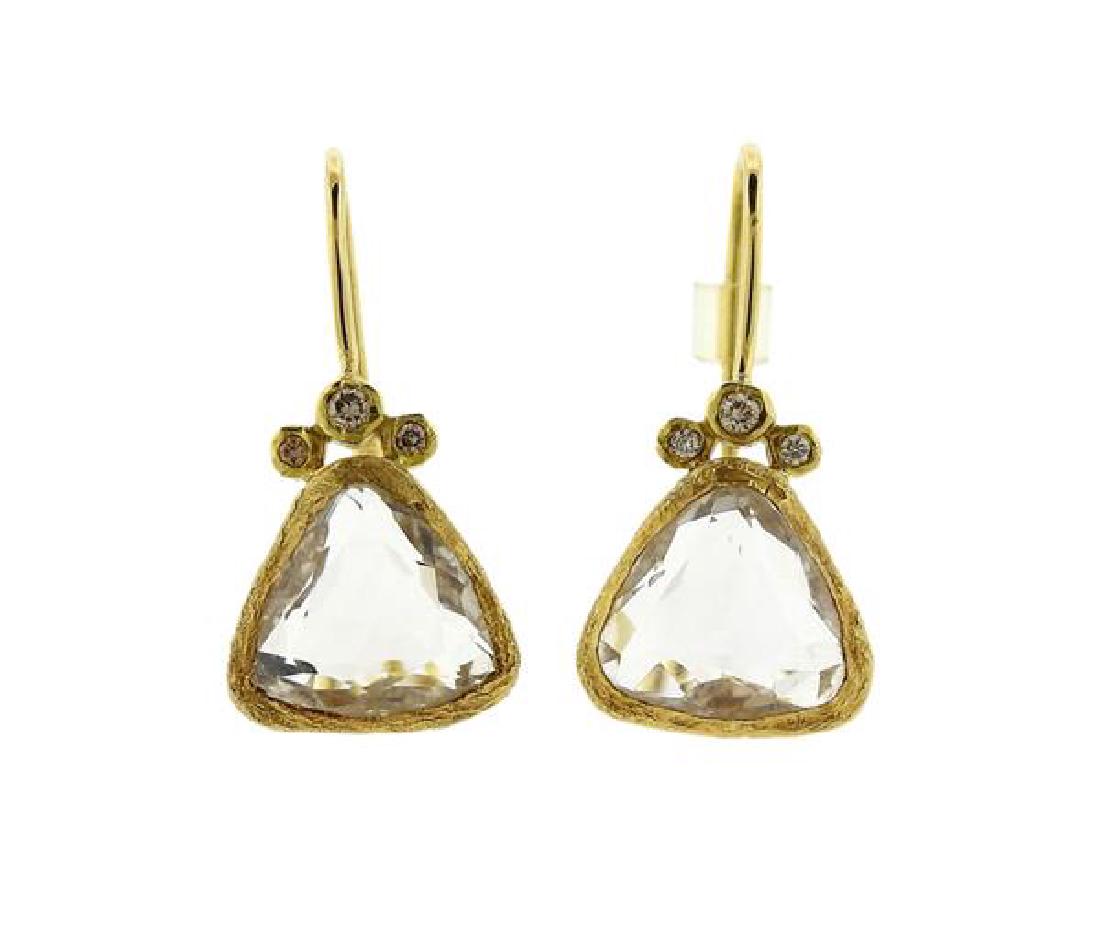 H Stern 18k Gold Crystal Diamond Earrings (1 of 4)