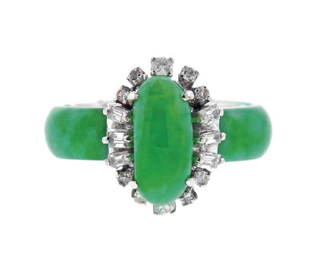18k Gold Diamond Natural Jadeite Jade Ring (1 of 4)