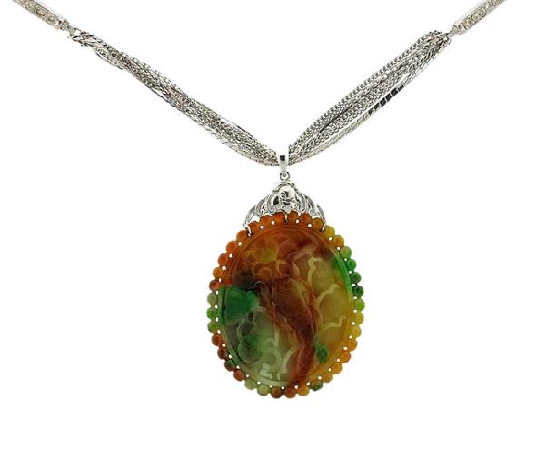 18k Gold Diamond Carved Jadeite Jade Necklace (1 of 6)