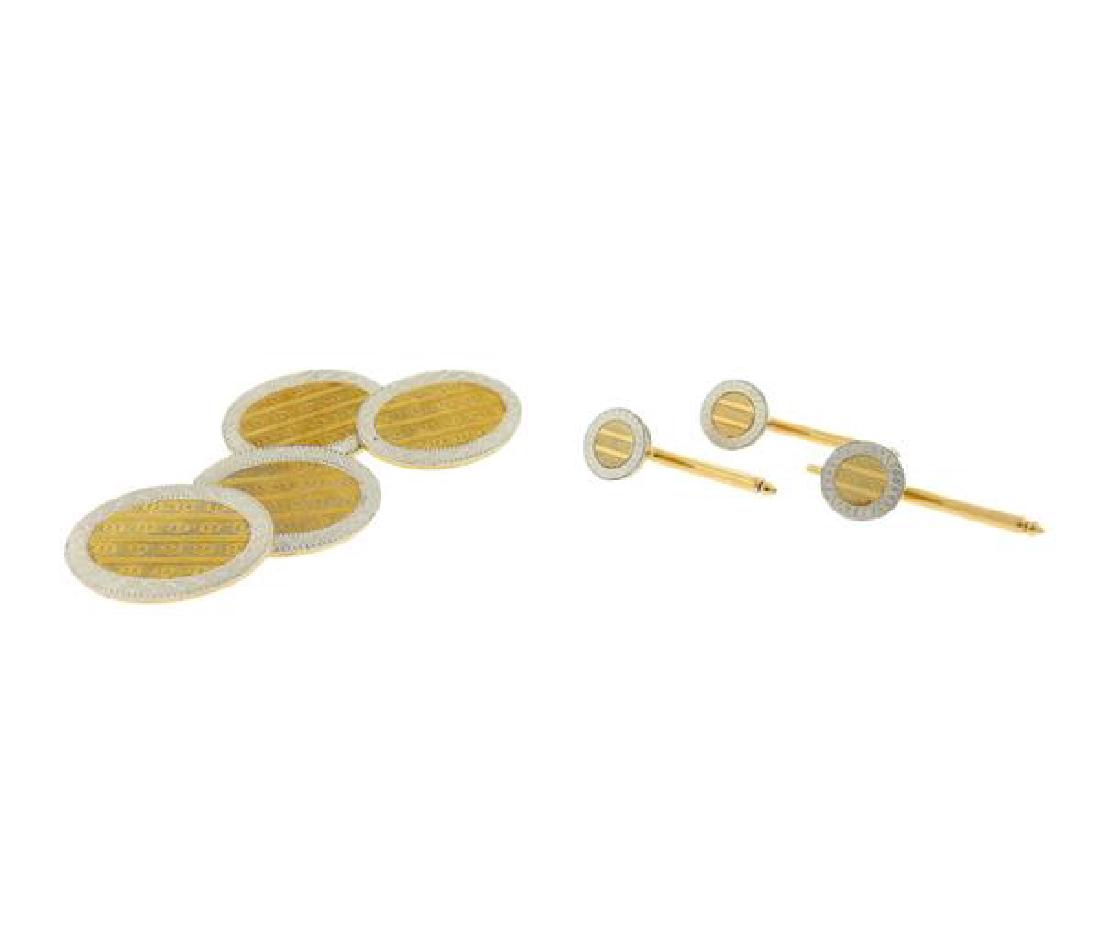 Art Deco 14k Gold Platinum Cufflinks Stud Set (1 of 8)