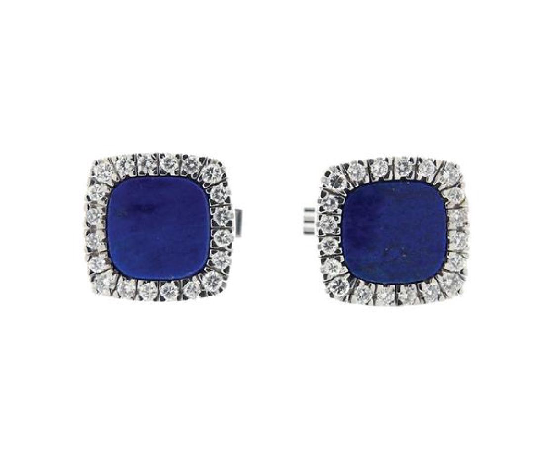 14k Gold Lapis Diamond Large Cufflinks (1 of 4)