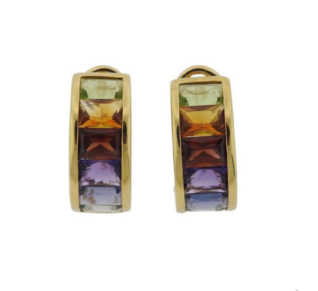 H. Stern 18k Gold Gemstone Half Hoop Earrings (1 of 4)