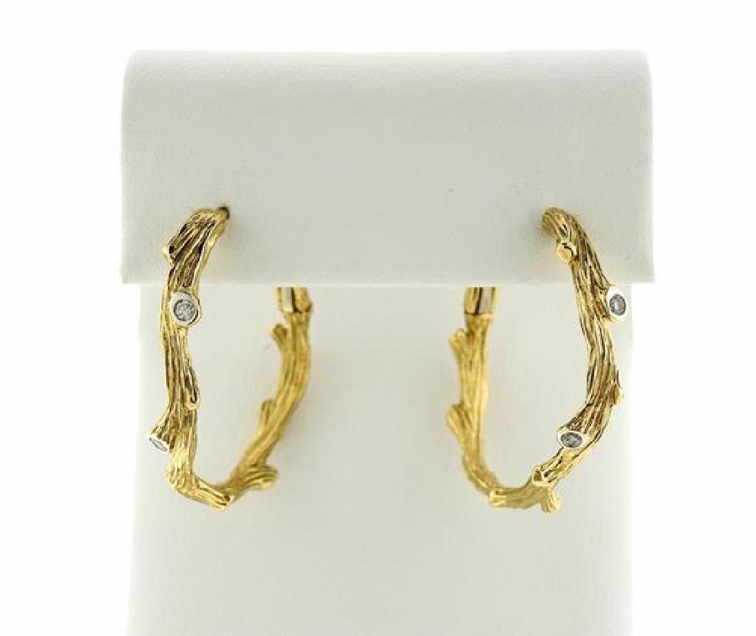 Michael Aram Enchanted Forest 18K Gold Diamond Earrings (1 of 6)