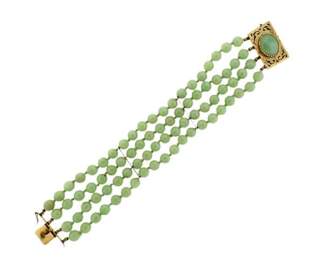 14k Gold Jade Bead Multi Strand Bracelet (1 of 5)