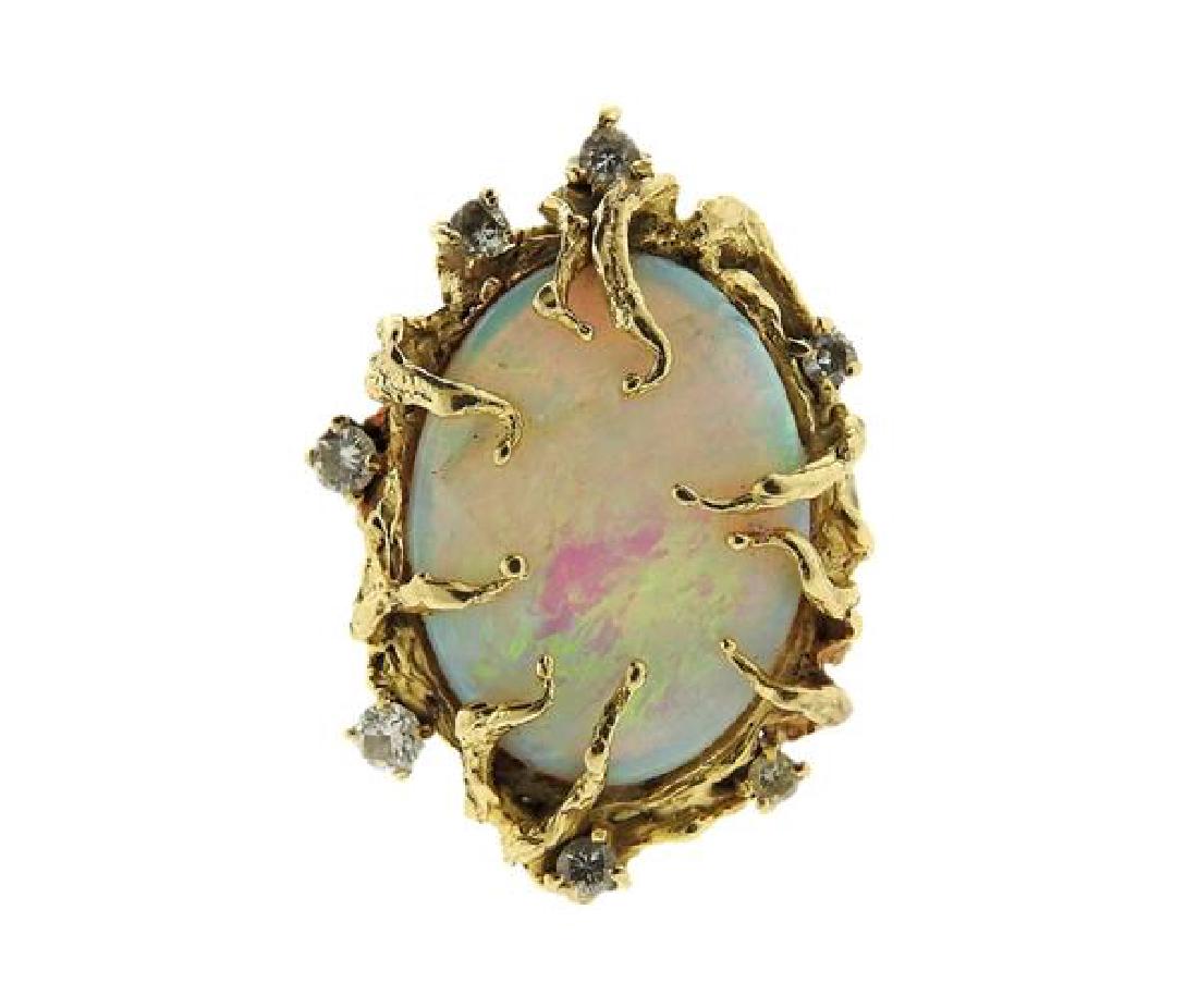 14K Gold Diamond Opal Free Form Ring (1 of 5)