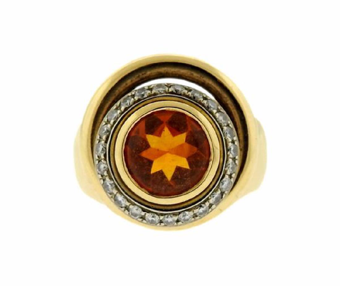 18K Gold Diamond Orange Stone  Motion Ring (1 of 5)