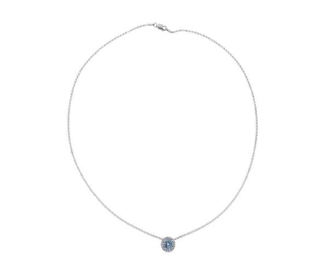 18K Gold Diamond Blue Stone Pendant Necklace (1 of 4)