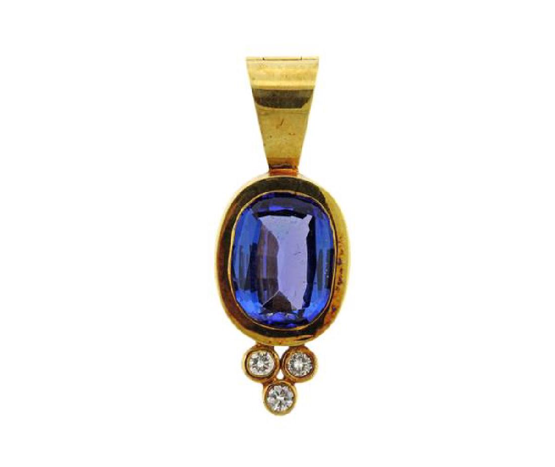 18K Gold Diamond Tanzanite Enhancer Pendant (1 of 4)
