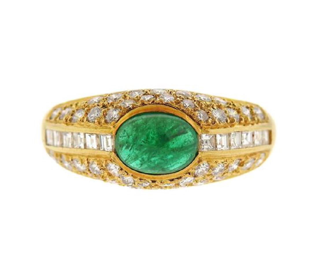 18K Gold Diamond Green Stone Ring (1 of 4)