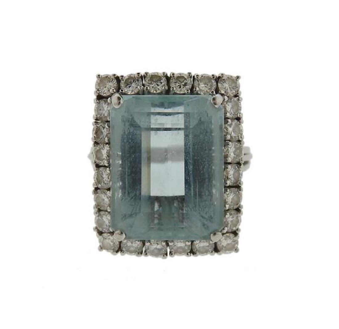 Platinum 15ct Aquamarine Diamond Ring (1 of 4)