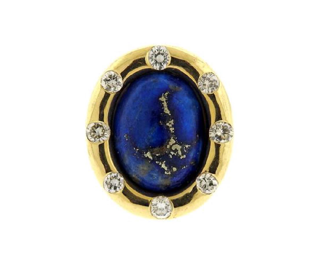 14K Gold Diamond Lapis Ring (1 of 4)