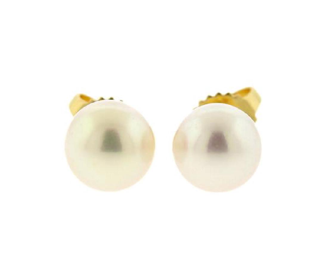 Tiffany & Co 18k Gold Pearl Stud Earrings (1 of 2)