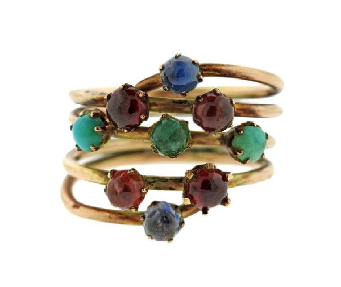 14K Gold Multi Color Stone Ring (1 of 3)