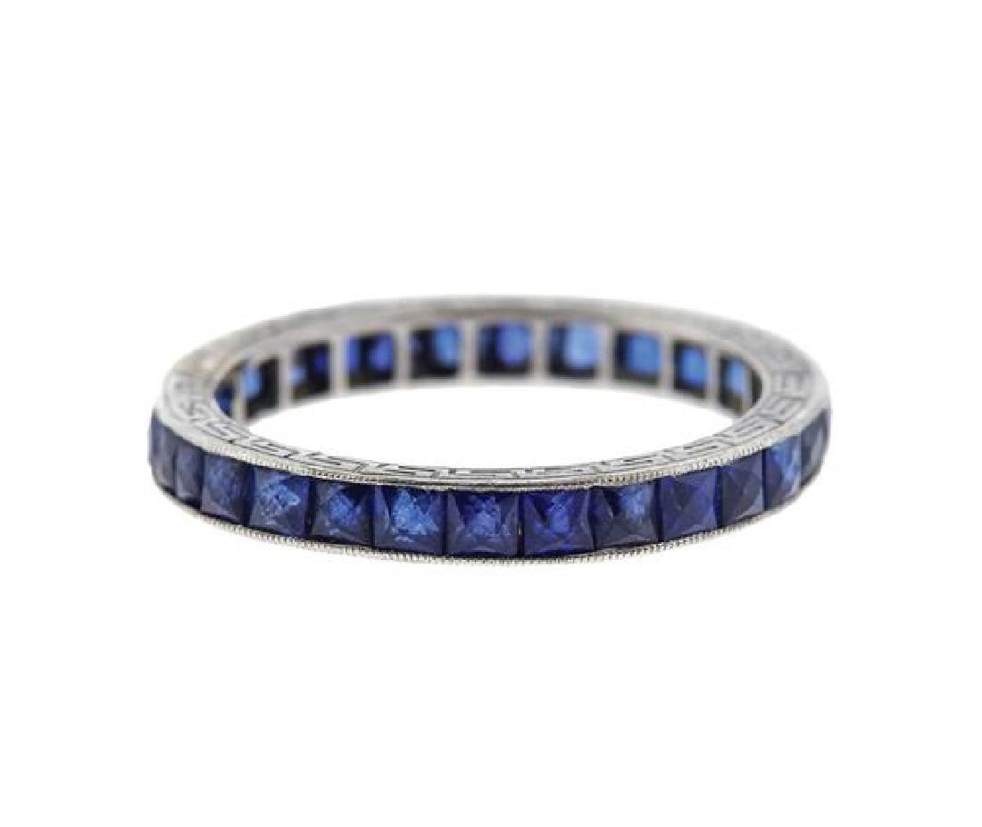 Art Deco Platinum Sapphire Eternity Band Ring (1 of 2)