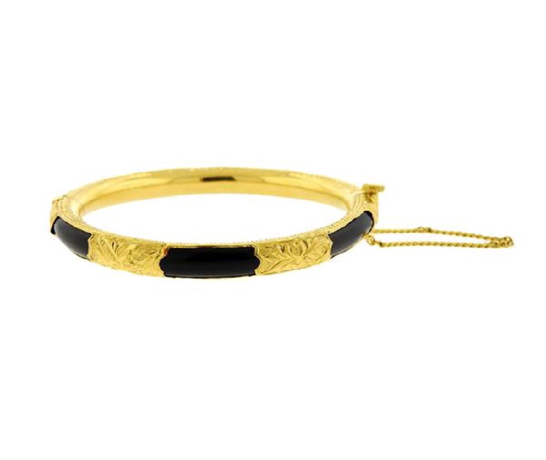 22k Gold Black Enamel Bangle Bracelet (1 of 4)
