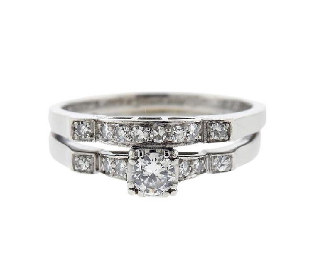 Platinum Diamond Wedding Engagement Ring Set (1 of 4)