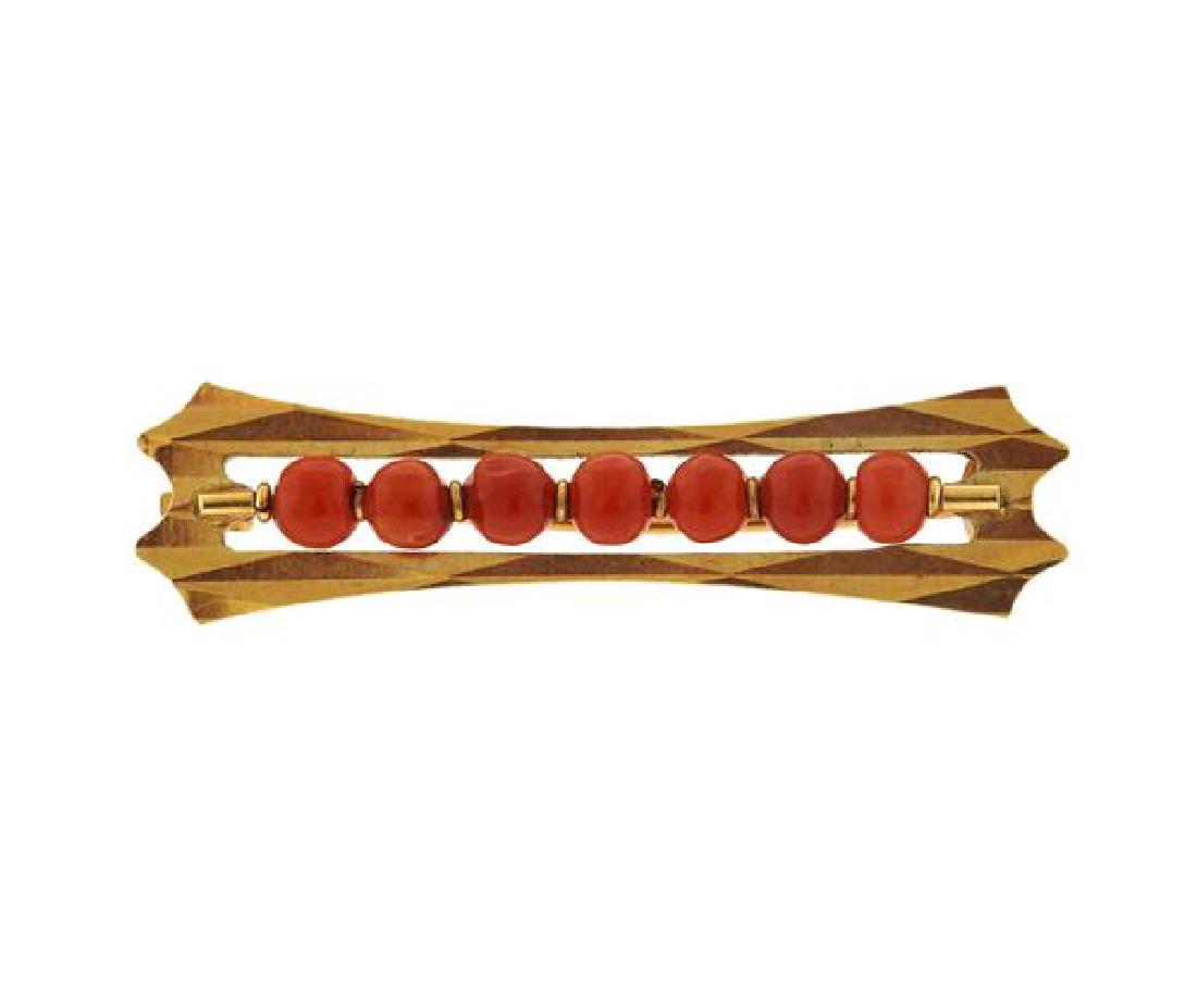 Antique 18k Gold Coral Brooch Pin (1 of 3)