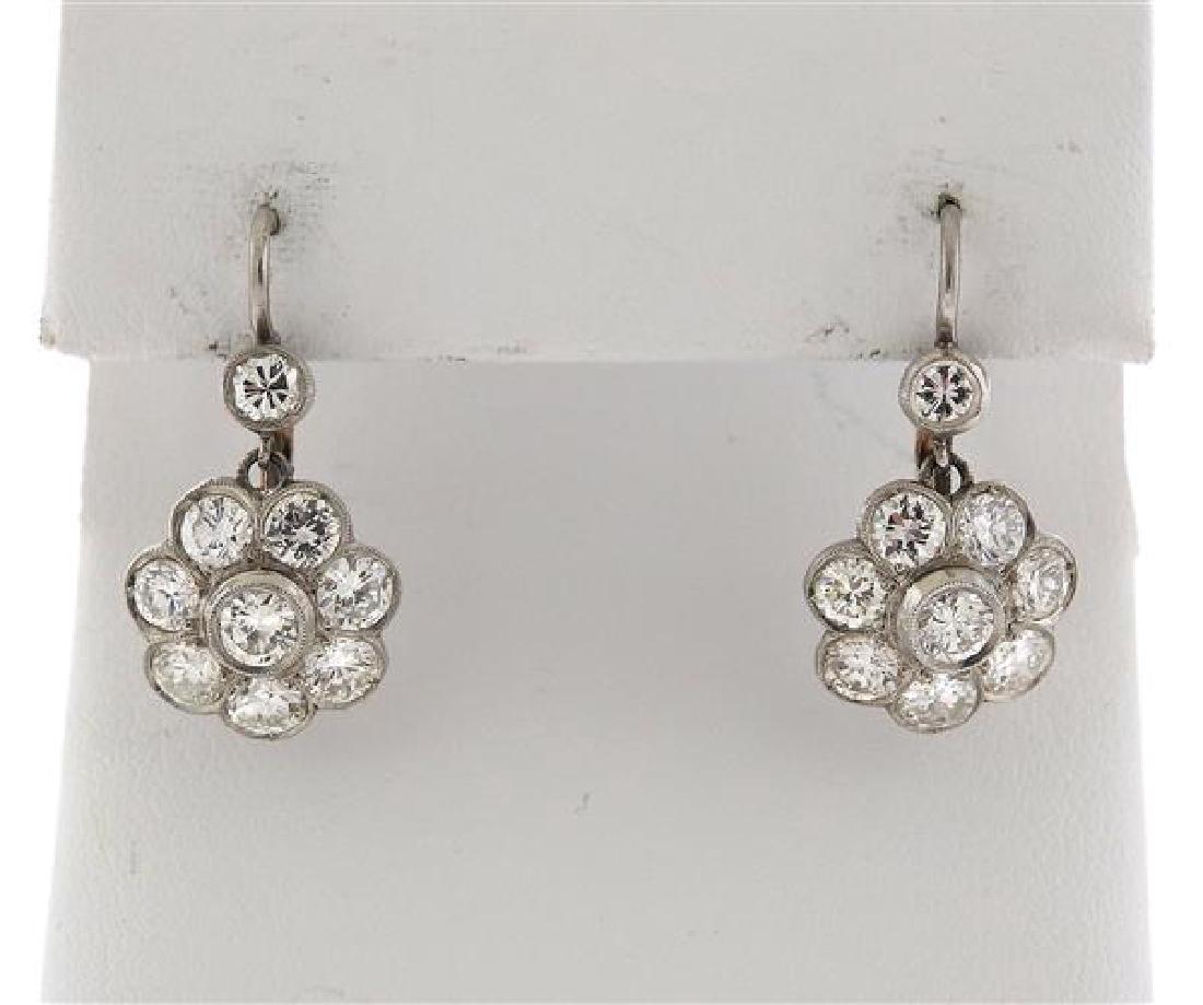Platinum 3.30ctw Diamond Flower Earrings (1 of 3)