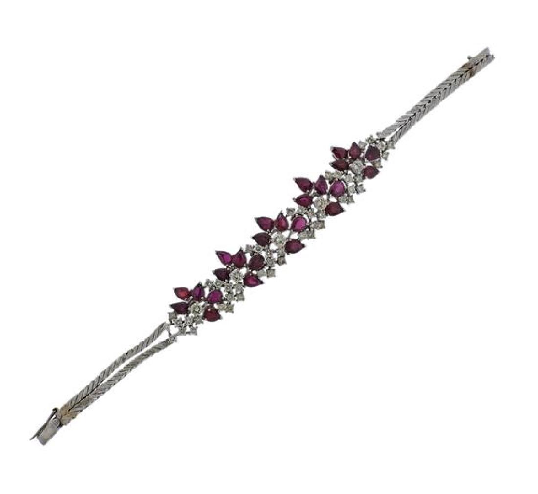 18k Gold Diamond Red Stone Bracelet (1 of 5)