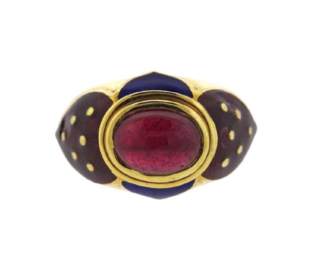 Cellini 18k Gold Gemstone Enamel Ring (1 of 4)