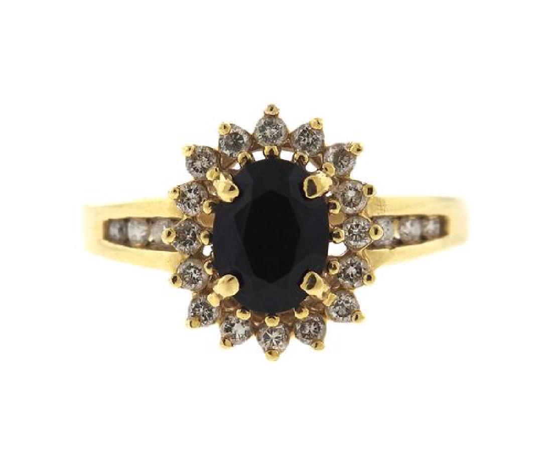 14k Gold Diamond Blue Stone Ring (1 of 3)