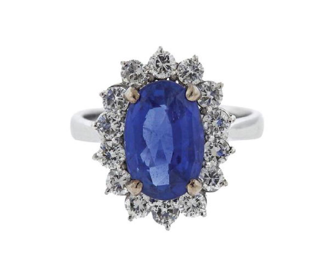 18K Gold Diamond Blue Stone Ring (1 of 3)