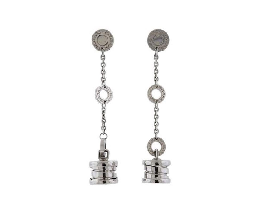 Bvlgari Bulgari B.Zero 1 18K Gold Drop Earrings: METAL: 18K Gold. MEASUREMENTS: 50mm x 9.2mm at widest point. MARKED: Bvlgari, 750, Made in Italy. WEIGHT: 11.1 grams. Gemstones have not been graded for color and clarity ,and tested for clarity and c