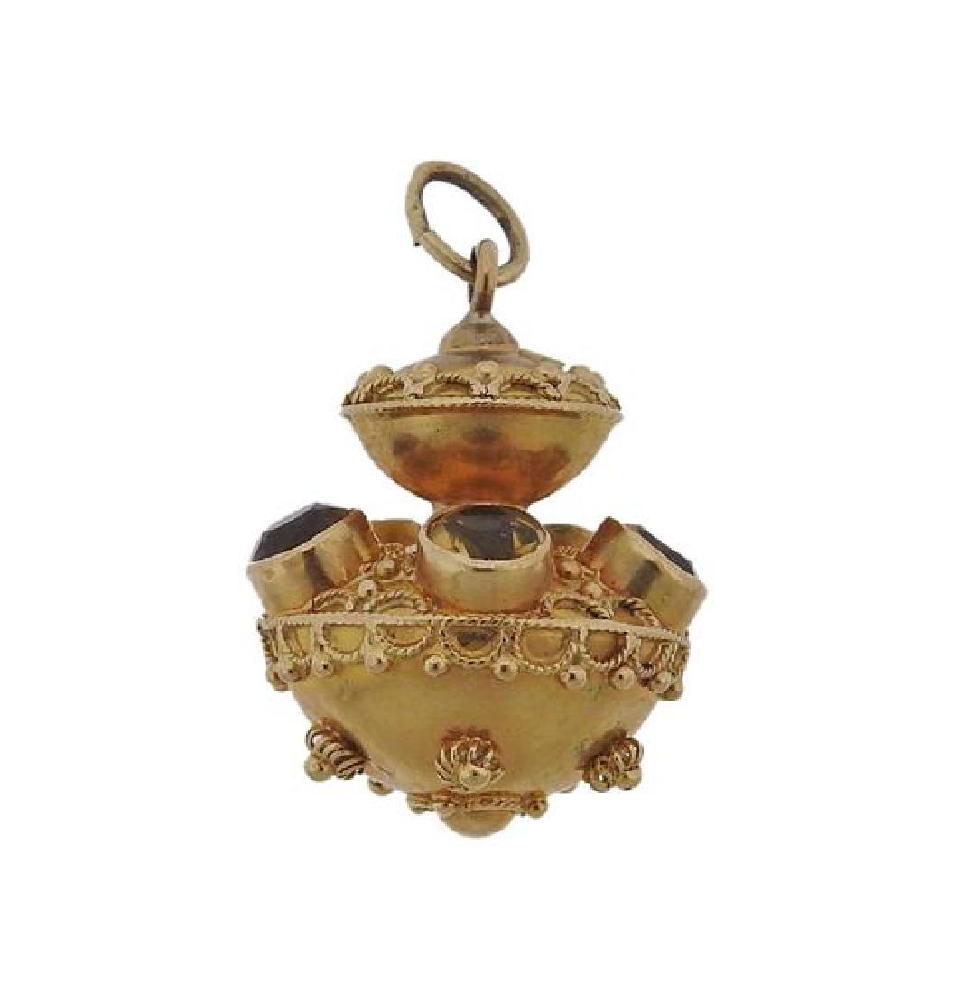 18K Gold Citrine Charm Pendant (1 of 4)