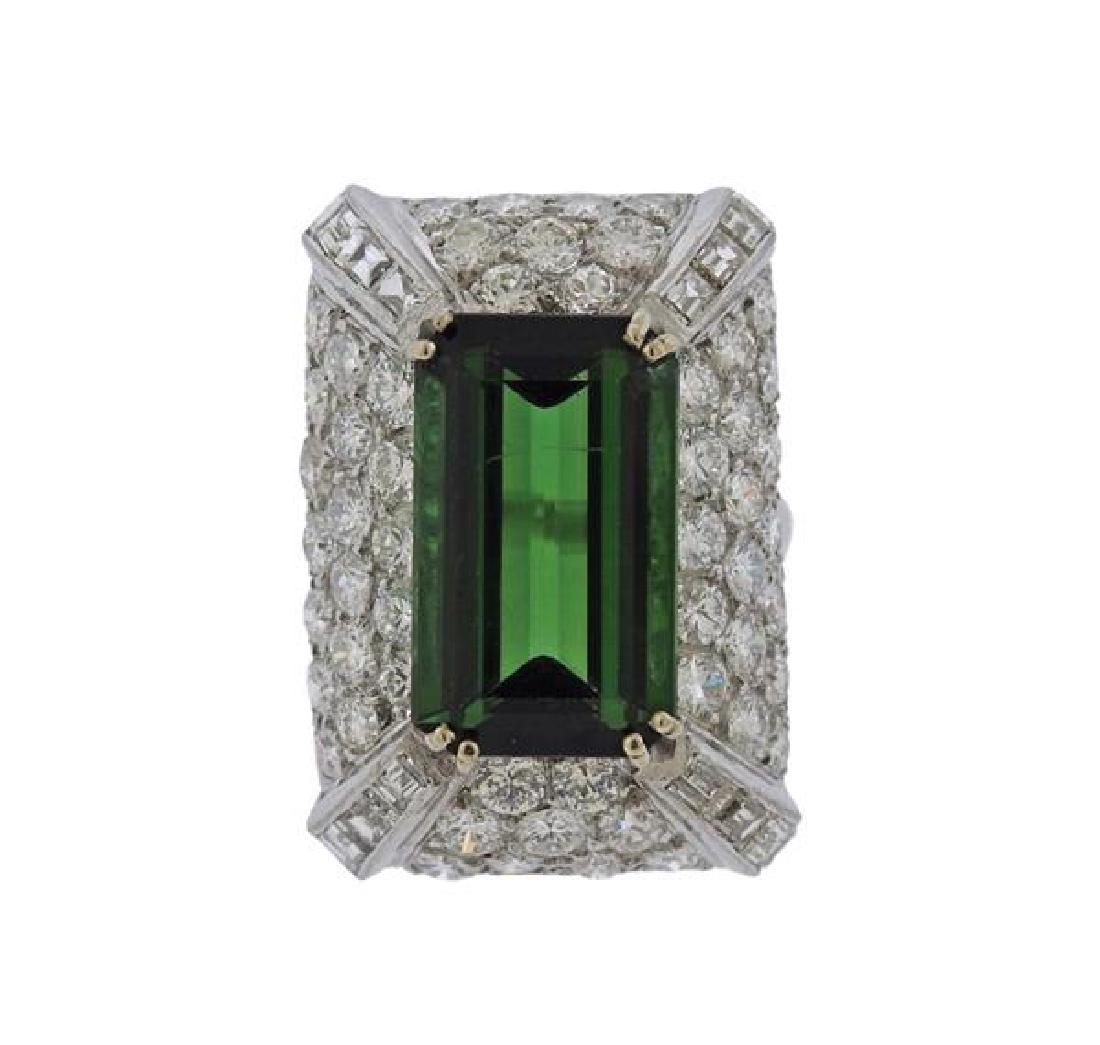 Platinum Diamond Tourmaline Cocktail Ring (1 of 5)