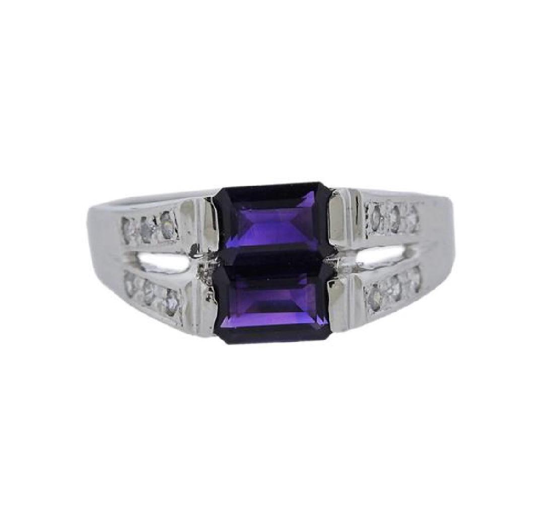 18K Gold Diamond Purple Stone Ring (1 of 3)