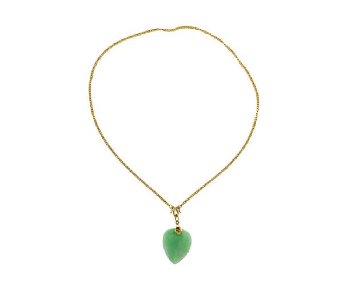 22K 18K Gold Jade Heart Pendant Necklace (1 of 4)