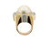 Large 14K Gold Diamond Pearl Cocktail Ring - 5