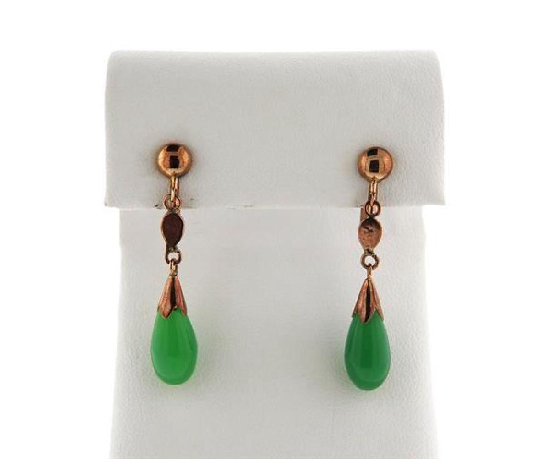 14K Gold Jade Drop Earrings (1 of 3)