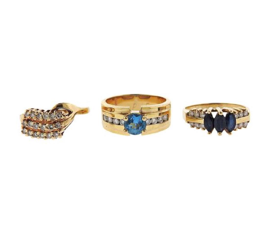 14K Gold Diamond Multi Stone Ring Lot of 3 (1 of 3)