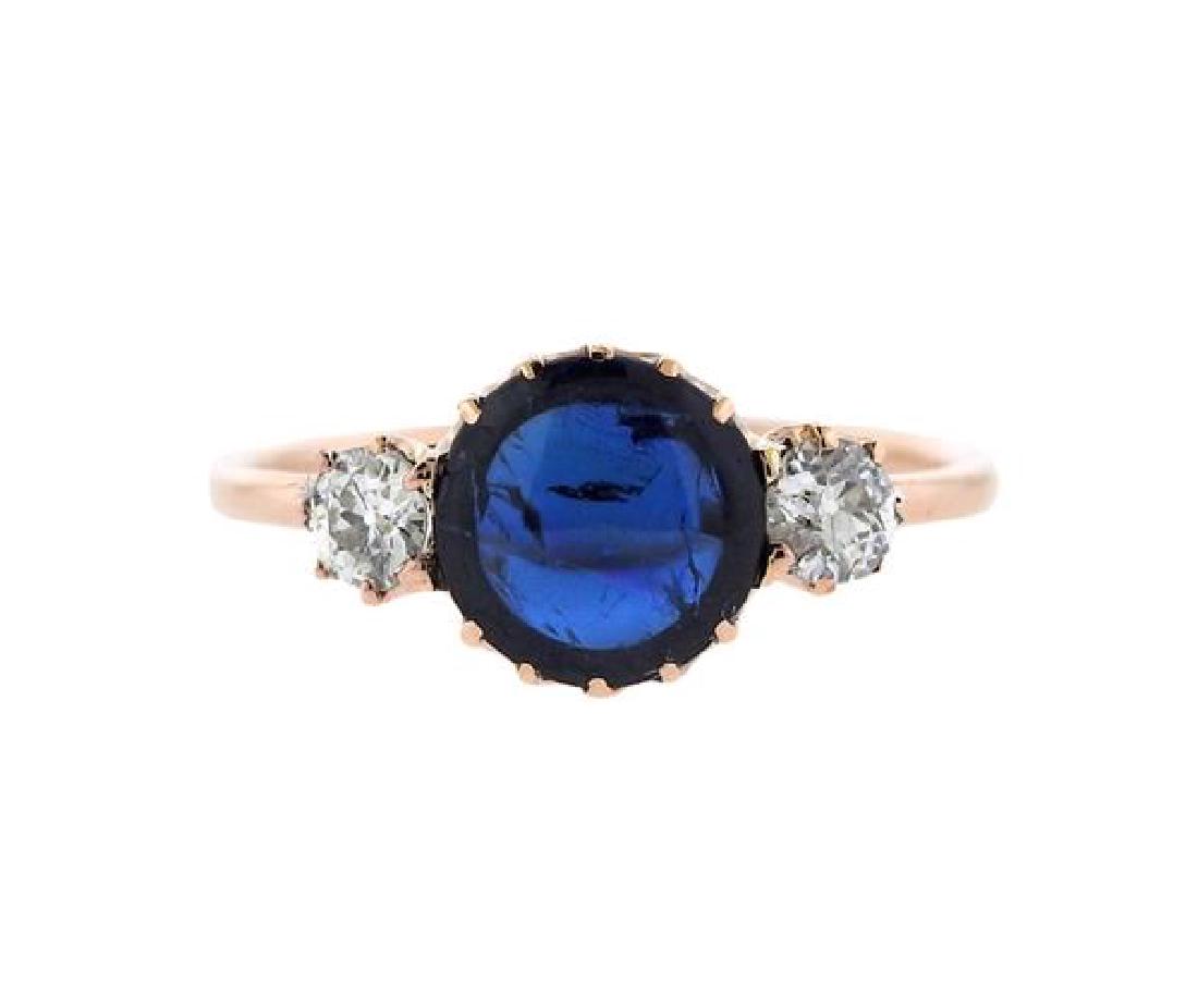 14K Gold Diamond Blue Stone Ring (1 of 3)