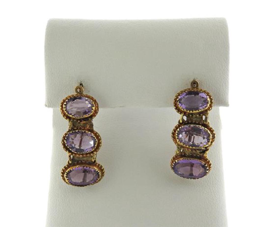 Antique 18k Gold Amethyst Earrings (1 of 4)